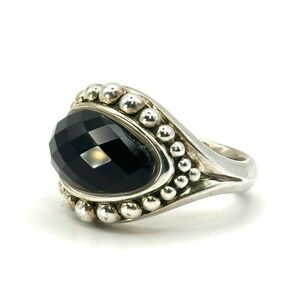 Lagos Black Onyx Doublet & Silver  Ring Size 7